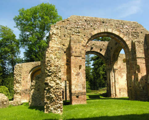 Photo des ruines de l'Abbaye Notre-Dame-du-Nid-au-Merle à Saint-Sulpice-la-Forêt.