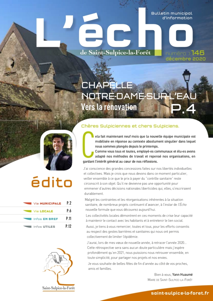 Première page de l'Écho n°146 de décembre 2020